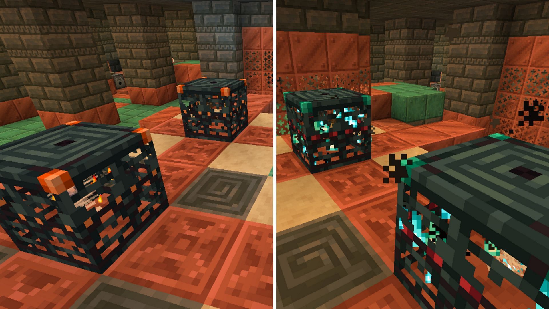 Minecraft 1.21's trial spawners will release loot after players have defeated their mobs (Image via Mojang)